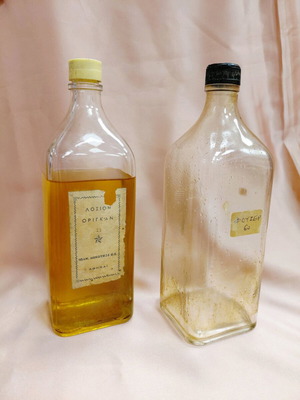 Vintage glass bottles Ioan. Menounos used, 1960s, set of two