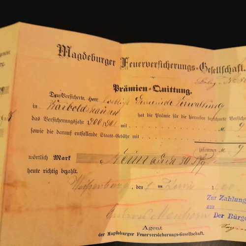 Rare German Documents Set like new, 1900 fire insurance and DDR sports