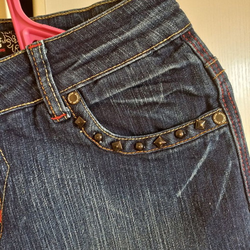 Blue Flared Jeans size S new with decorative pockets
