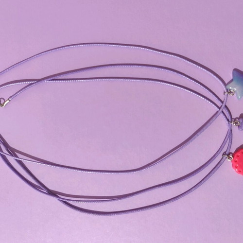Children's necklace set 3 pcs new with m&ms ring gift pink purple