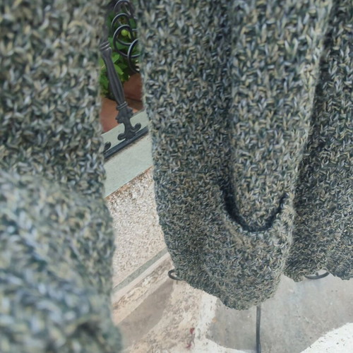 Knitted cardigan long new with pockets, size M/L, olive and beige color