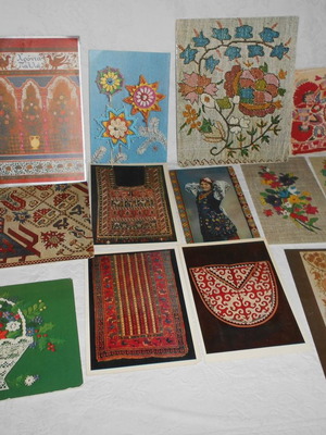 Λαογραφικές κάρτες μεταχειρισμένες, πακέτο 13 με τοιχογραφίες και κεντήματα