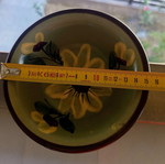 Handmade clay bowl with painted flowers, 15x5 cm