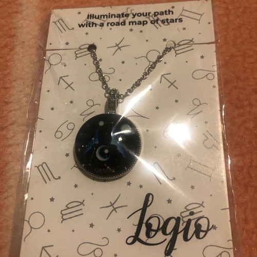 Necklace new with Gemini zodiac silver and black