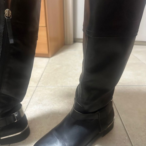 Μπότες Zara δερμάτινες μεταχειρισμένες, μέγεθος 38, μαύρες