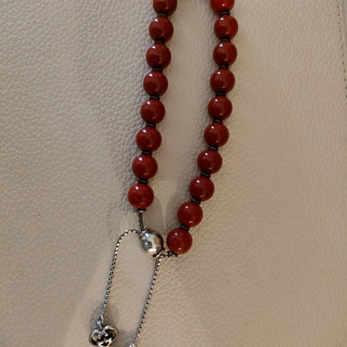 Gucci San Valentino bracelet with red wood beads and sterling silver like new