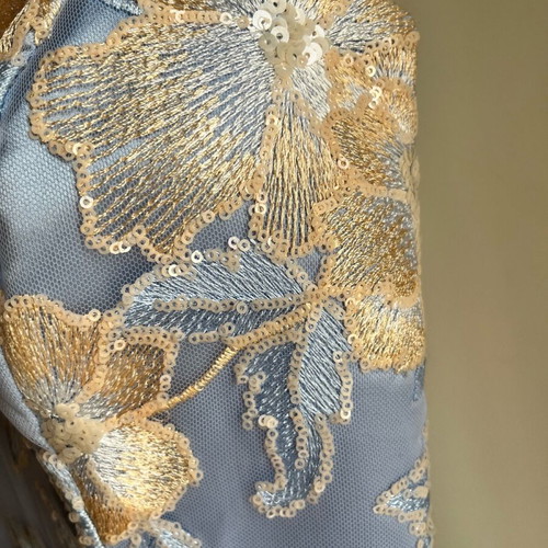 Evening dress new turquoise with sequins and tulle