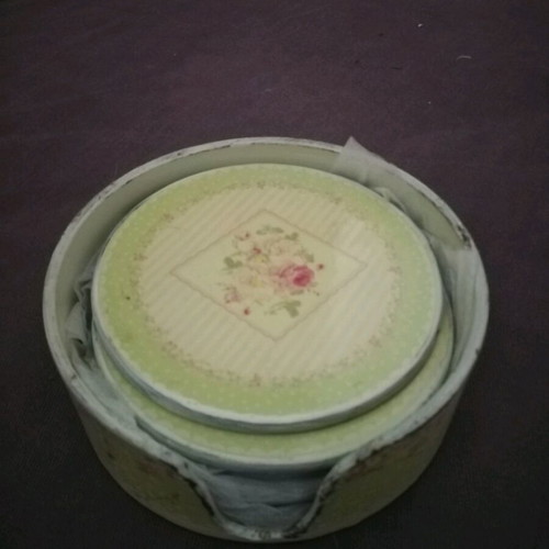 French coasters set of 6 with case, mint color, like new