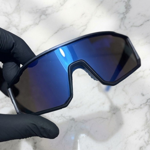 Sport Shield sunglasses like new, black-cyan blue mirror lenses
