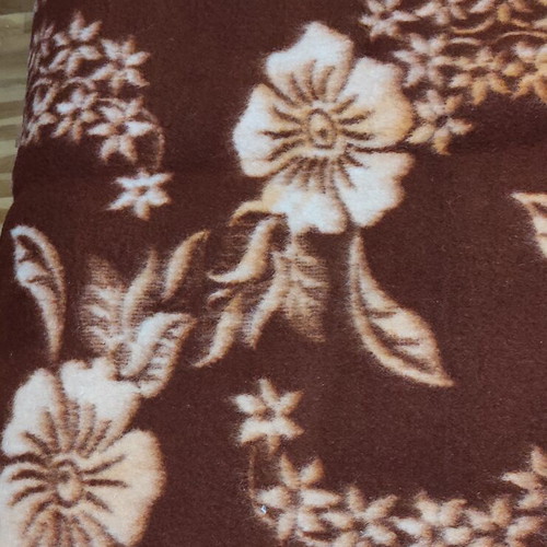 Wool blanket double-sided brown with white flowers, like new, 220x195 cm