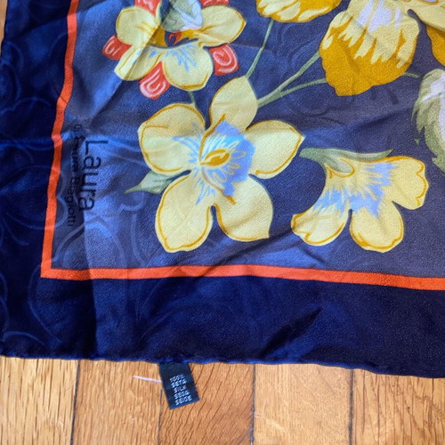 Vintage Silk Scarf Laura Biagiotti Floral Design 85x85 cm like new