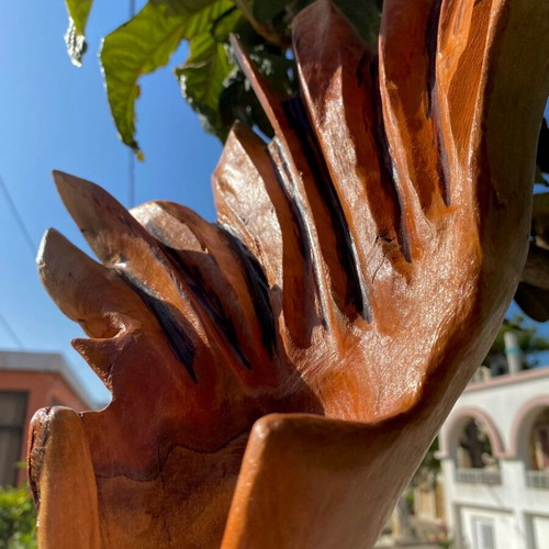 Woodcarving artwork from natural eucalyptus wood
