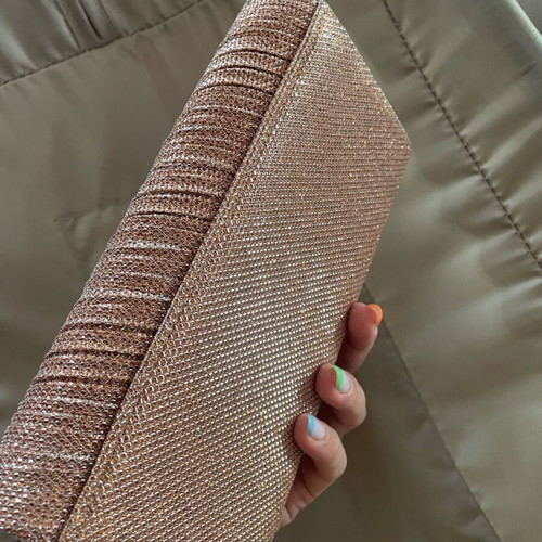 Evening bag with chain like new, pink and gold
