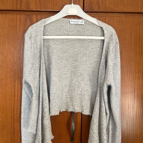 Stradivarius cardigan gray tie front XS like new