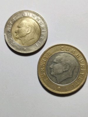 Τουρκία 2 διμεταλλικά νομίσματα 50 Kurus 2011 και 1 Lira 2010 σαν καινούργια