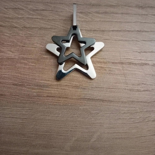 Star pendant made of steel like new, silver and black