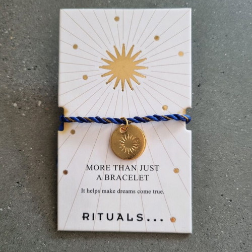 Rituals bracelet with pendant and adjustable cord, new blue and gold
