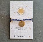 Rituals bracelet with pendant and adjustable cord, new blue and gold