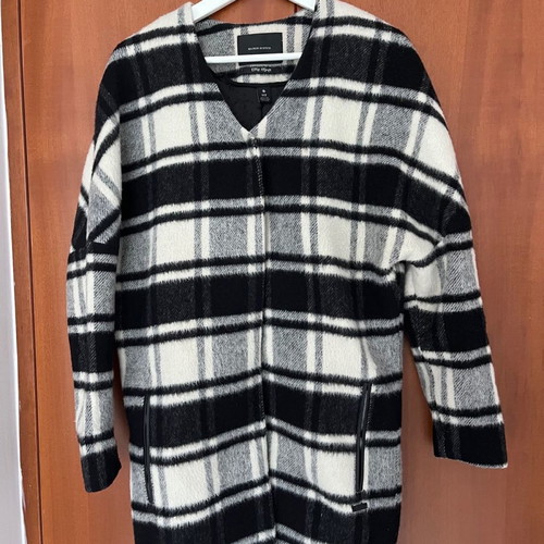 Maison Scotch women's coat new, 50% wool 50% polyester, leather details
