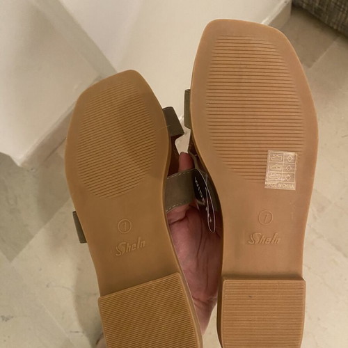 Shein Wide Fit Slide Sandals H-Cut New Size 37 Beige