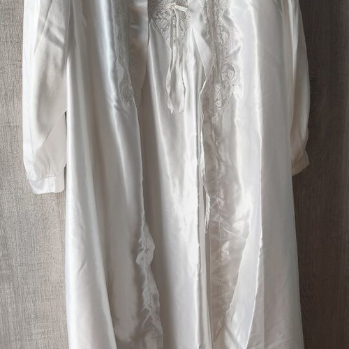 Maxi White Satin Nightgown and Robe Set new, bridal size 48