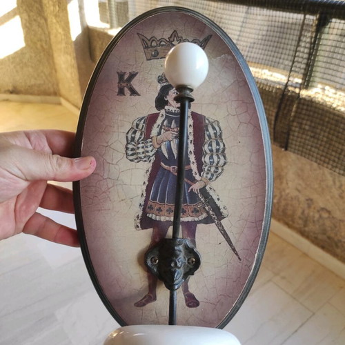 Vintage wooden and iron wall hook "King of solitaire" 1990, like new