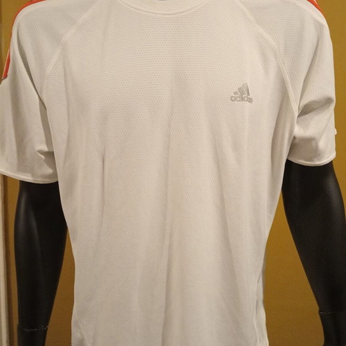 Adidas Clima Lite Athletic Tennis Jersey Shirt White Orange XL new