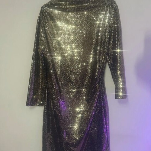 Gold dress with sequins like new, size L