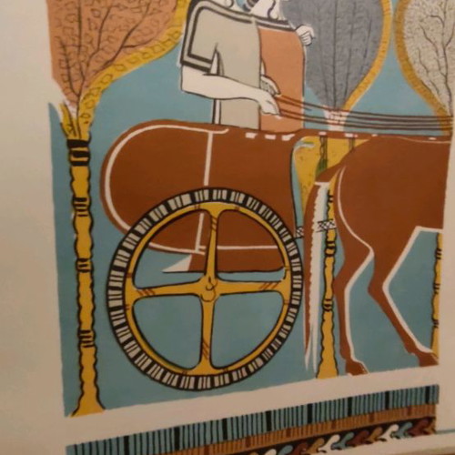 Colored print from Mycenaean frescoes used
