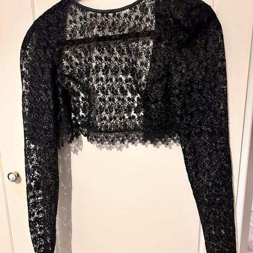 Lace bolero with transparency, one size, black