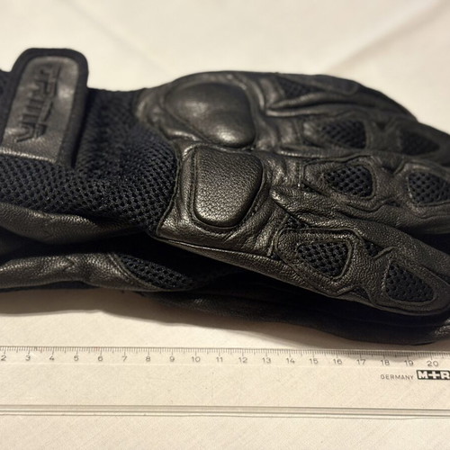 Men's leather motorcycle gloves, size 11, black