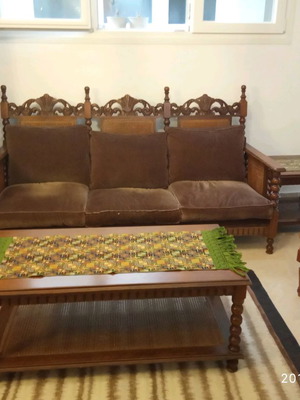 Spanish rustic living room set used with 3-seat sofa, 2 armchairs and coffee table