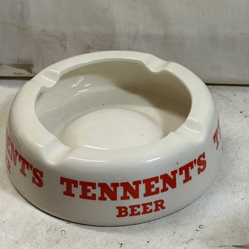 Vintage Tennent's Beer Ceramic Ashtray used, Wade PDM England