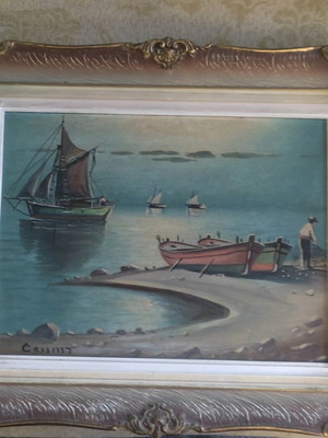 Signed Painting by Kassimis Seascape Watercolor on Canvas like new