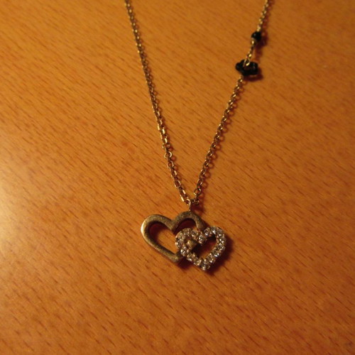 Silver necklace hearts 925 with zirconia new