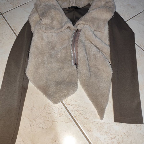 Jacket with fur and rhinestones on zipper, size small, like new