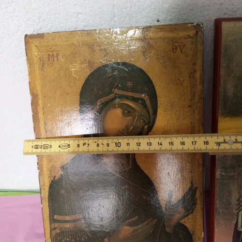 Wooden icons used, set of three