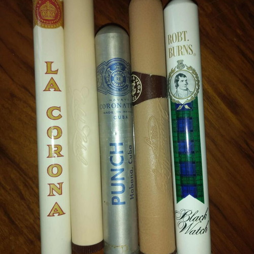 Vintage collection of used cigar cases set of 5 pieces
