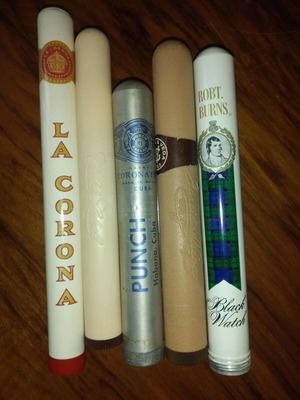 Vintage collection of used cigar cases set of 5 pieces