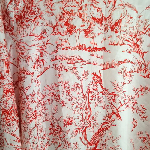 Vintage Style Kimono Robes with Toile de Jouy Pattern, Blue & Red