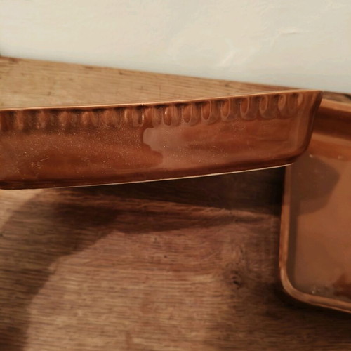 Set of 2 square ceramic dishes new 20x20 cm