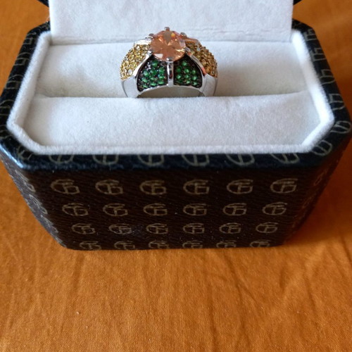 Sterling Silver 925 Platinum Plated Ring with Zircon, Galerie Tsangarakis