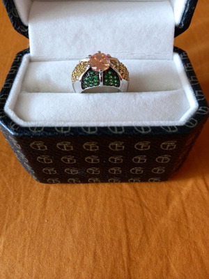 Sterling Silver 925 Platinum Plated Ring with Zircon, Galerie Tsangarakis