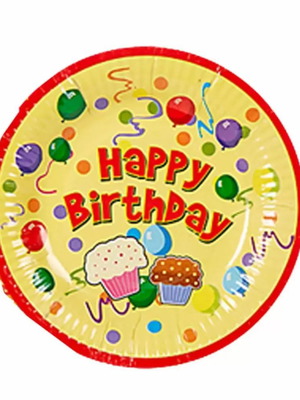 Party plates new, pack of 10, 18.5cm, yellow