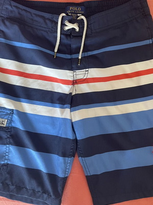 Polo Ralph Lauren boys' striped swim shorts used, white and blue