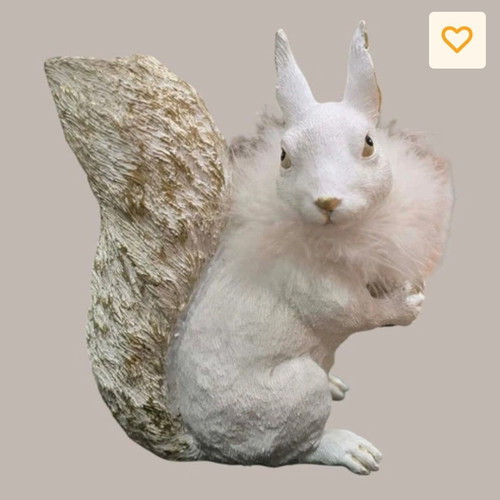 Decorative white squirrel figure 12 cm new