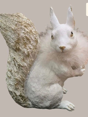 Decorative white squirrel figure 12 cm new