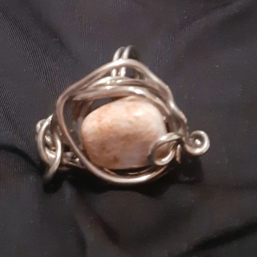 Gertrude ring silver plated with natural jasper stone, handmade, new