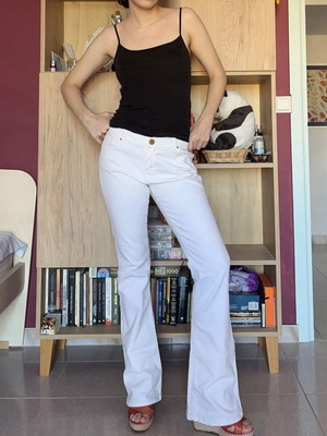 Vintage White Flared Pants Zara used, y2k, mid to low waist, embroidery