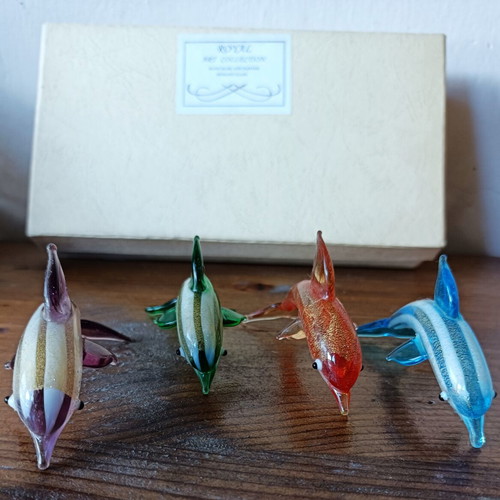 Vintage Murano collectible dolphins hand-painted, new